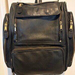 Frye backpack black leather with brass hardware